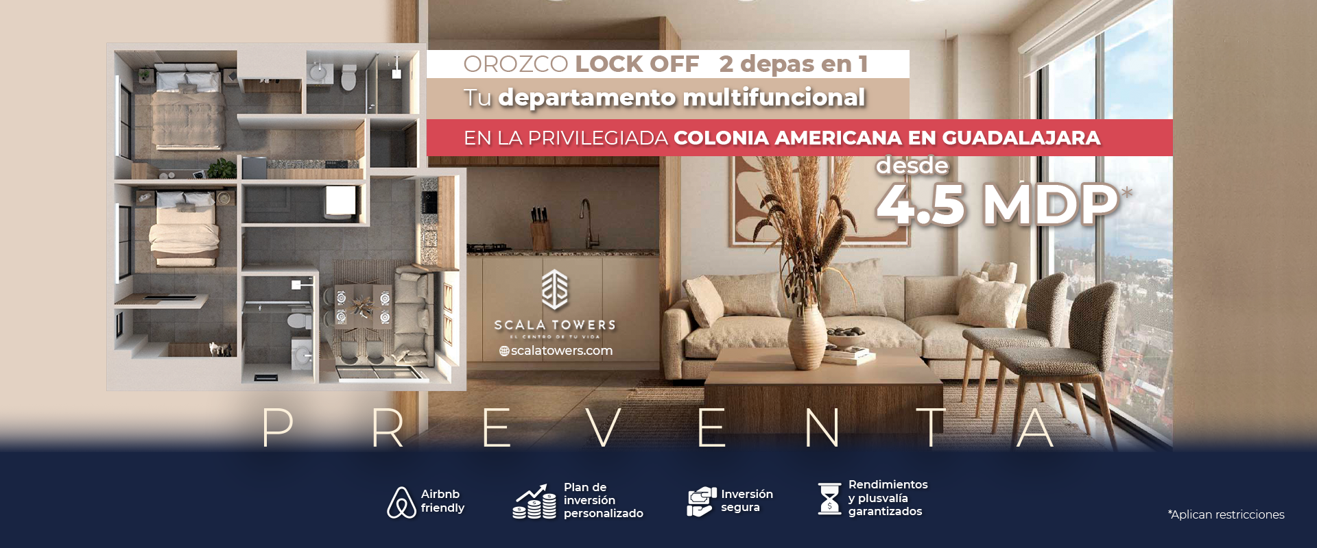 scala towers departamento-en-preventa-lock-off-dos-departamentos-en-uno